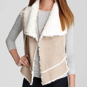 Olive & Oak luxury faux sherpa shearling sleeveless vest in beige and cream M